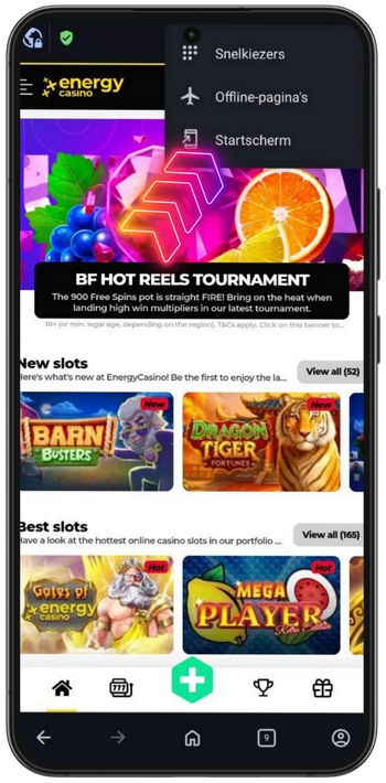 Energycasino App installatie-optie